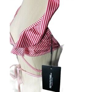 Pretty Little Thing Women's 2 Piece Bikini Red/White NWT US Size 4